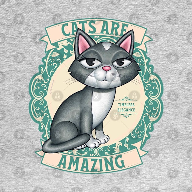 Beautiful Gray White Kitty with Green Wreath Cats are amazing by Danny Gordon Art